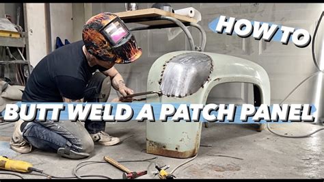 Welding a patch panel in a truck 